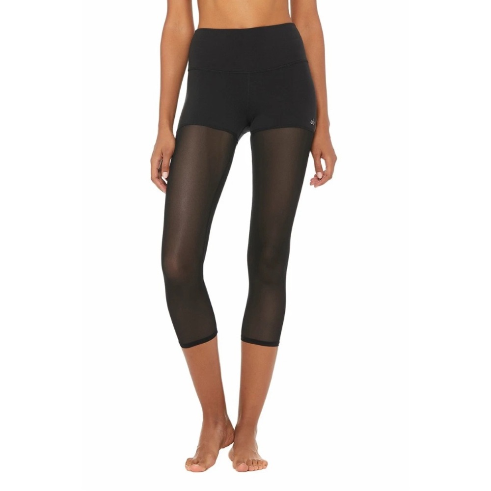 ALO High Waist Sheer Capri Black Legging